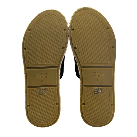 Eileen Fisher Women’s Black Suede Espadrilles Slide Wedge Sandals Size 8 - Picture 7 of 7